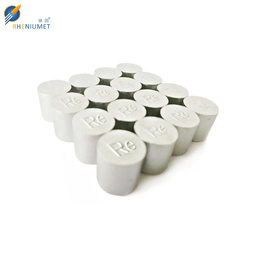 Rhenium Ingot/ Pellet, cylinder, rhenium metal  99.99%min pure manufacturer
