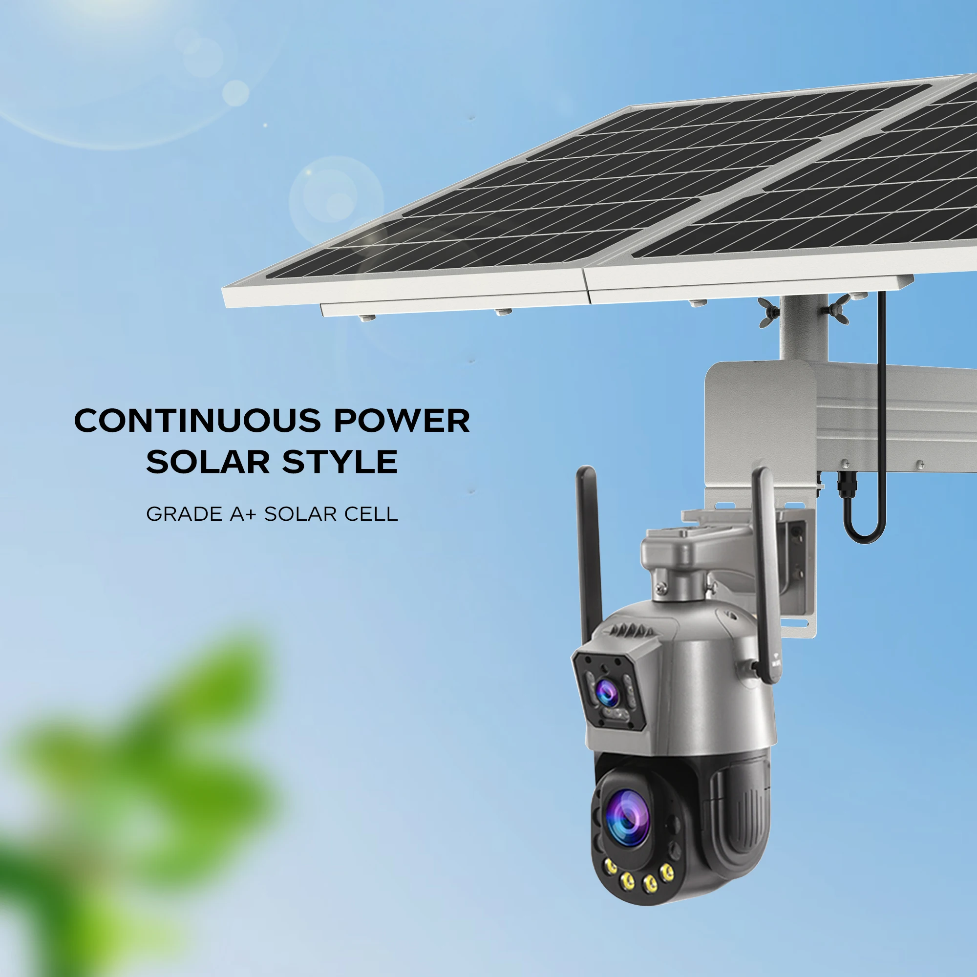 TecDeft HD 8MP Dual Lens PTZ 36X Optical Zoom 4G/WIFI Wireless Solar Powered Camera Solar CCTV