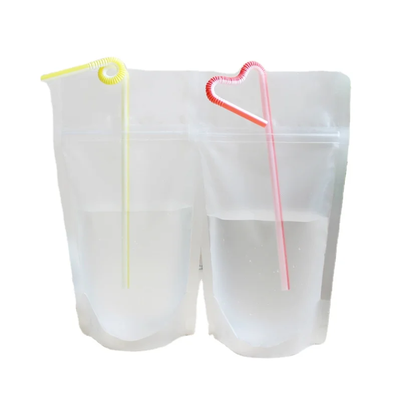 13*23+4cm portable ziplock liquid plastic packaging juice milk tea transparent frosted beverage bag