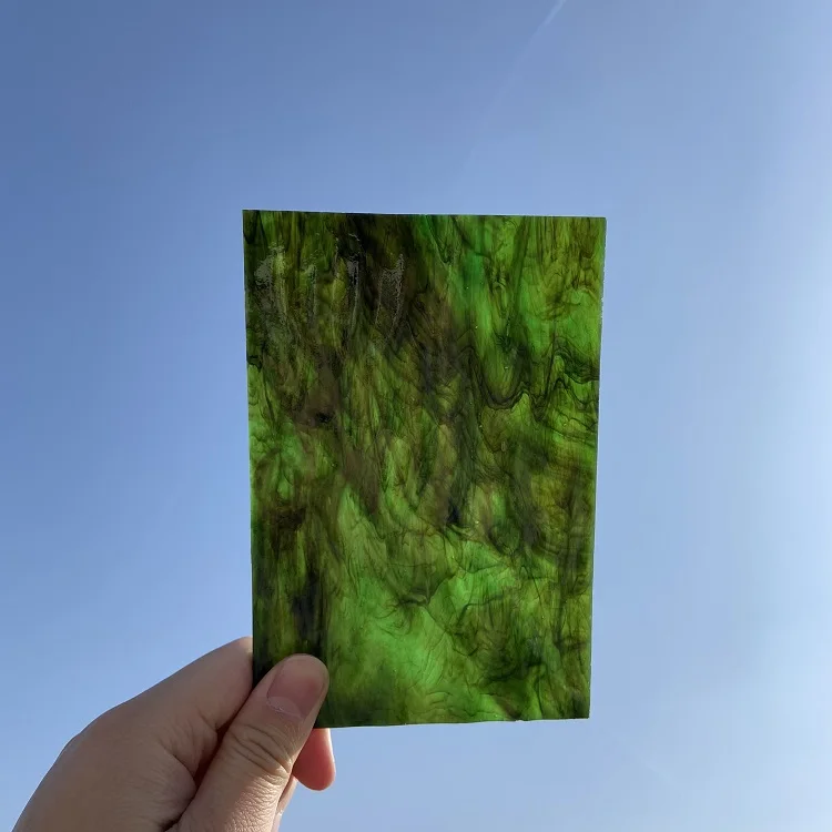 Jiangsu craft stained glass sheet green mixed texture art glass