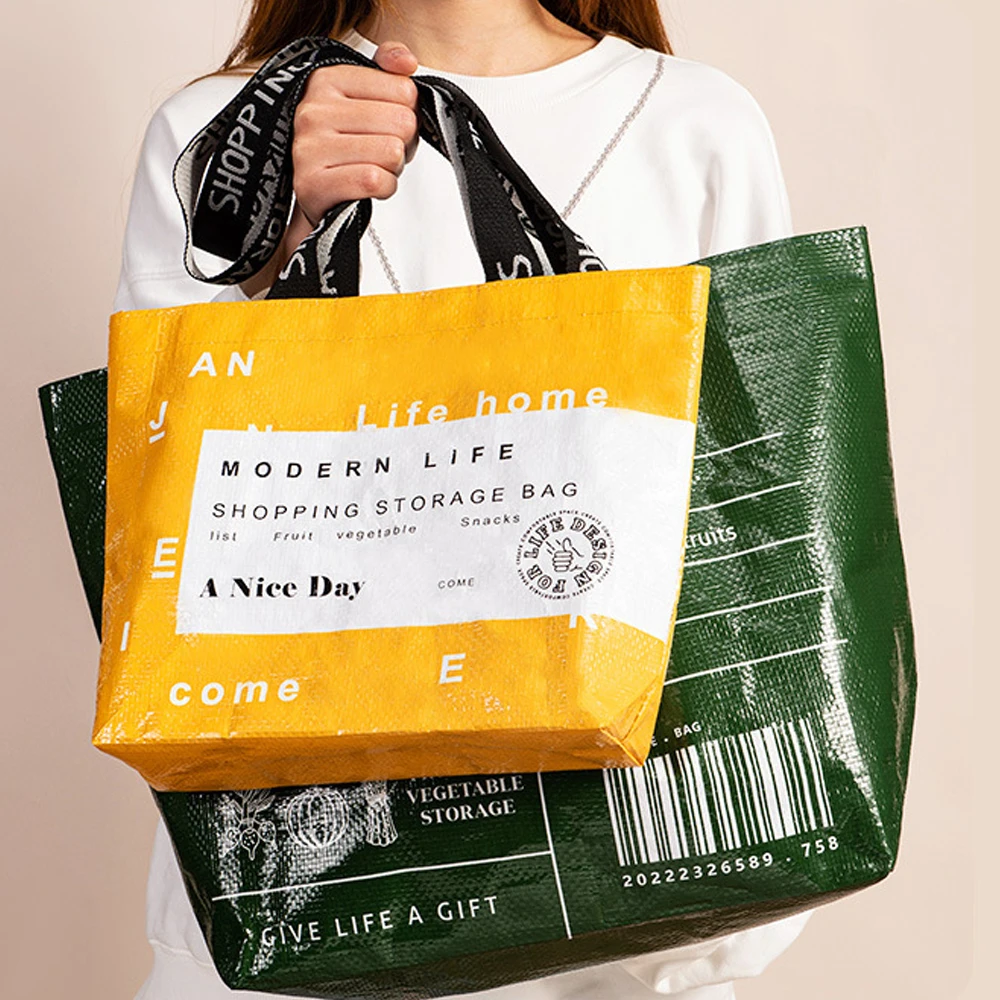 Top Quality Custom Digital Printing Design Large Capacity Waterproof Laminated Pp Woven Tyvek Tote Shopping Bags