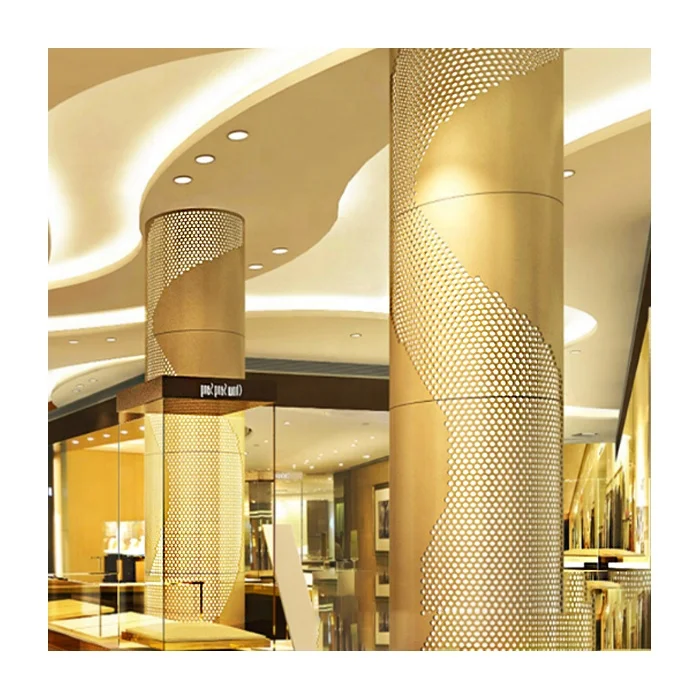 Factory direct sales of modern building materials aluminum perforated column cladding panels lobby metal decoration
