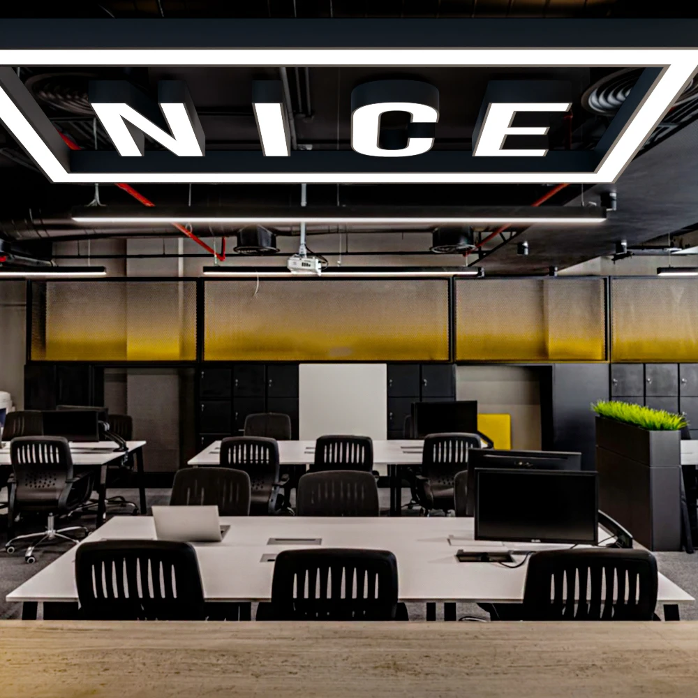 Brandon Chandelier Steeling Led Large Light Square Fixture Aluminum Led Profile Black White Modern Indoor Linear Pendant Light