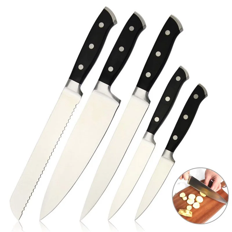 Kitchen Utensils 5Pcs  Sharp Stainless Steel Fruit Knife Western Steak Knife Chef Knife Set