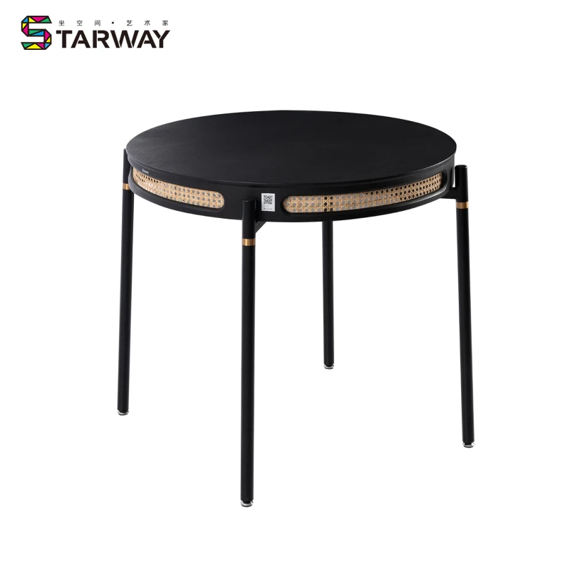 Wholesale Coffee Tables Wooden Rattan Wicker Iron Legs Round Coffee Table RT-S187