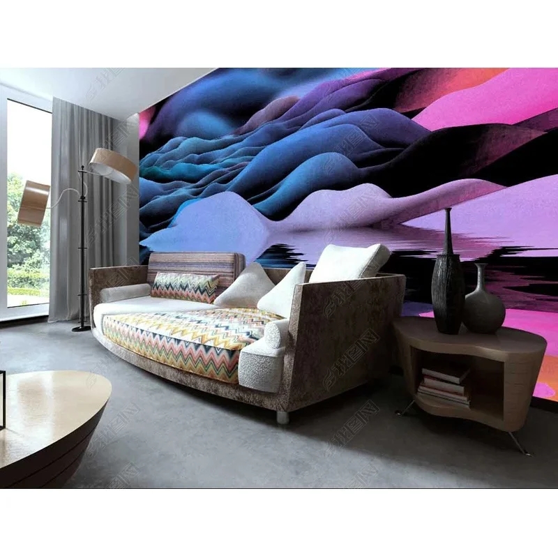 Custom hand-painted landscape reflection scenery for living room TV background decoration 3D wallpaper