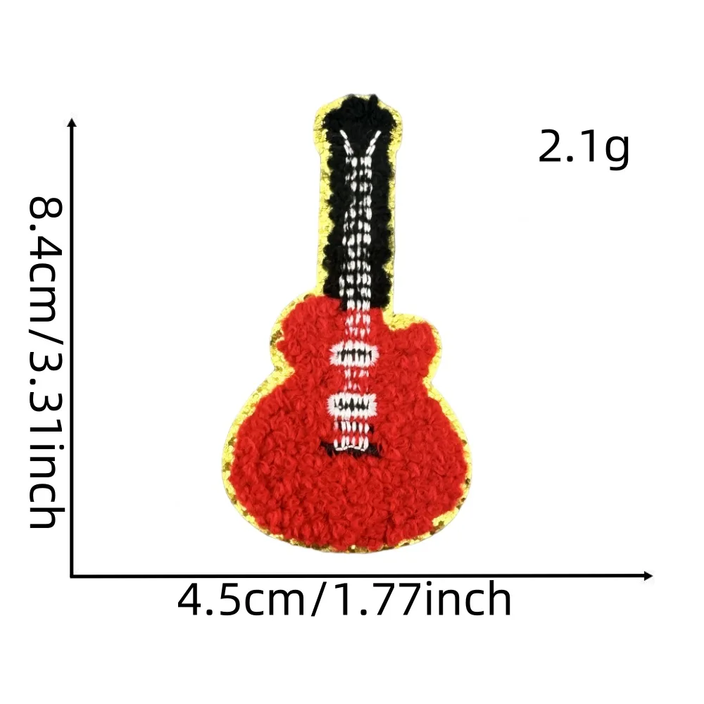 Creative Embroidery Iron on Popular Singer Theme Heart Star Guitar Light Earth Chenille Patch for Diy Decoration