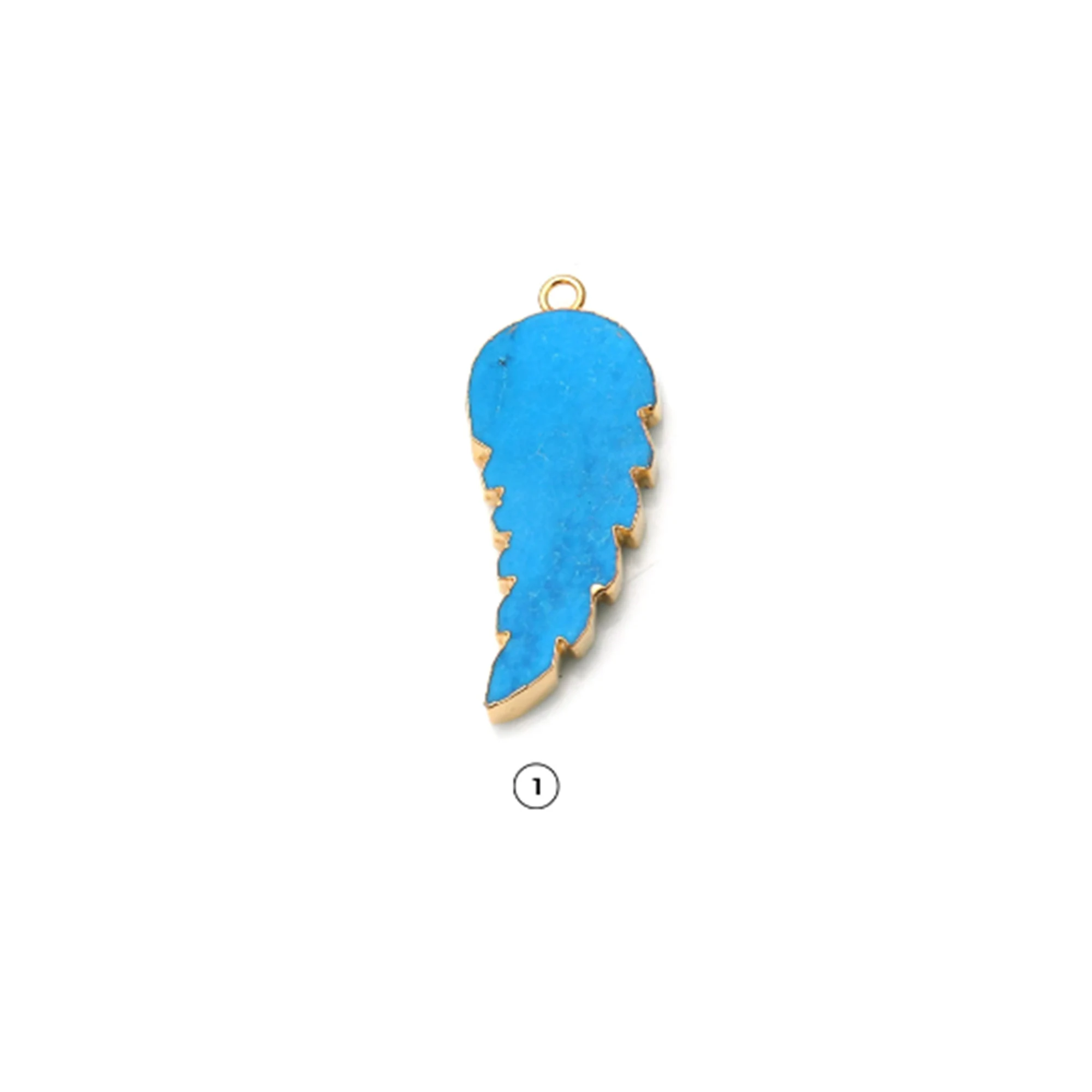 Natural Gemstone Gold Electroplated Angel Wings Charm Necklaces Pendant