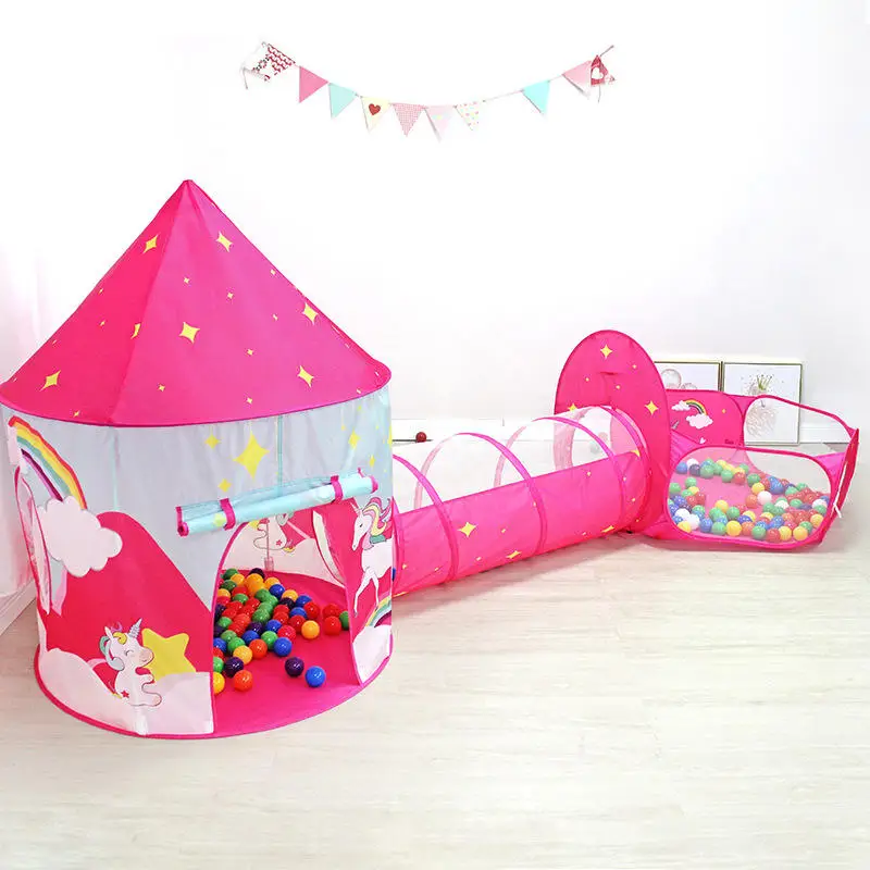 Factory New Design Play Tent With Tunnels Highest Quality Kids Play Bed Tunnel Tent