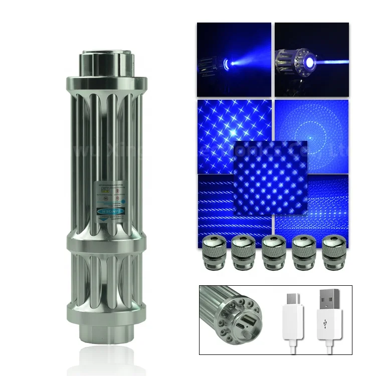 The most powerful USB rechargeable blue laser torch 450nm focusable laser pointer flashlight burning match candle lighter
