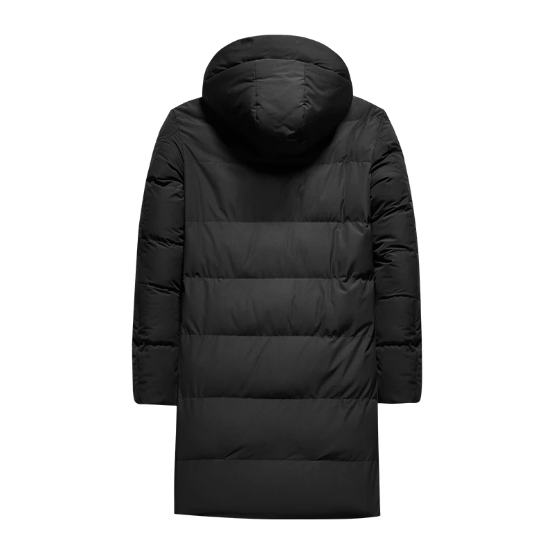 Plus Size 6XL Warm Keep Lightweight Windproof Waterproof Woven Black Hooded Man Long Cotton-Padded Jacket
