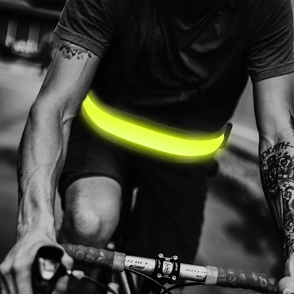 High Visibility Adjustable Flashing Reflective Elastic Vest Belt reflective band Strap LED Light Outdoor Sports Night Running