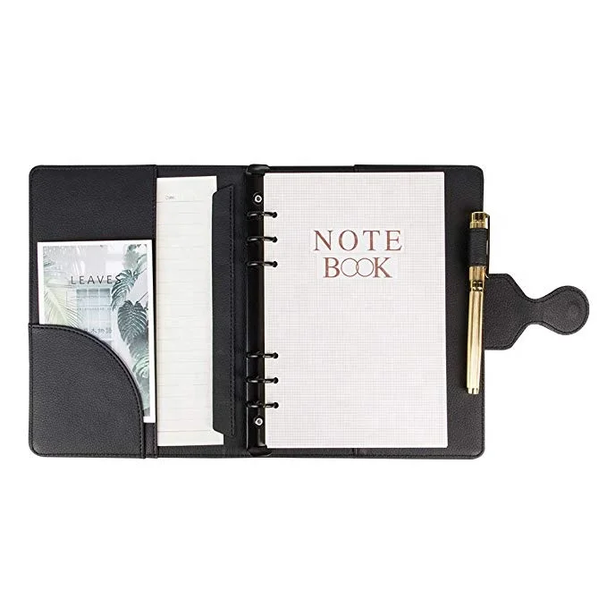 Red Leather Agenda Planner With 6 Ring Binder And Flap Closure