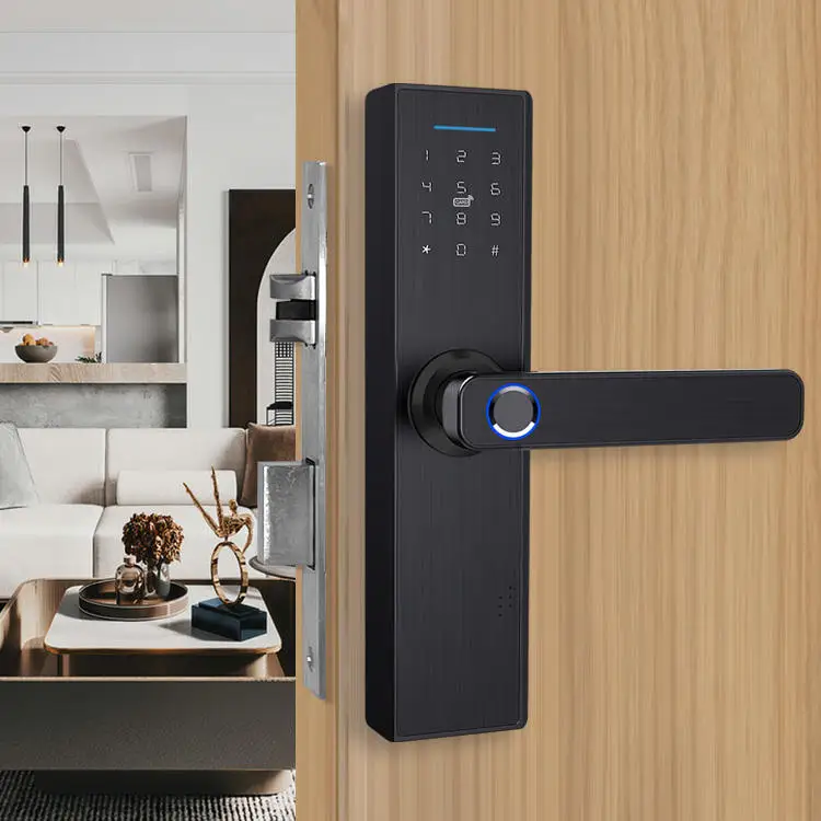 European Standard Smart Wooden Door Lock Smart TUYA WiFi Fingerprint Password Door Lock