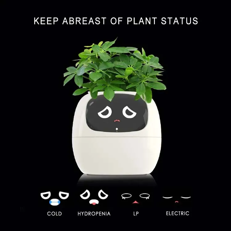 Smart Flower Pot AI Sensor Facial Interaction APP Digital Pet Emojis Plant Care Mini Smart Planter