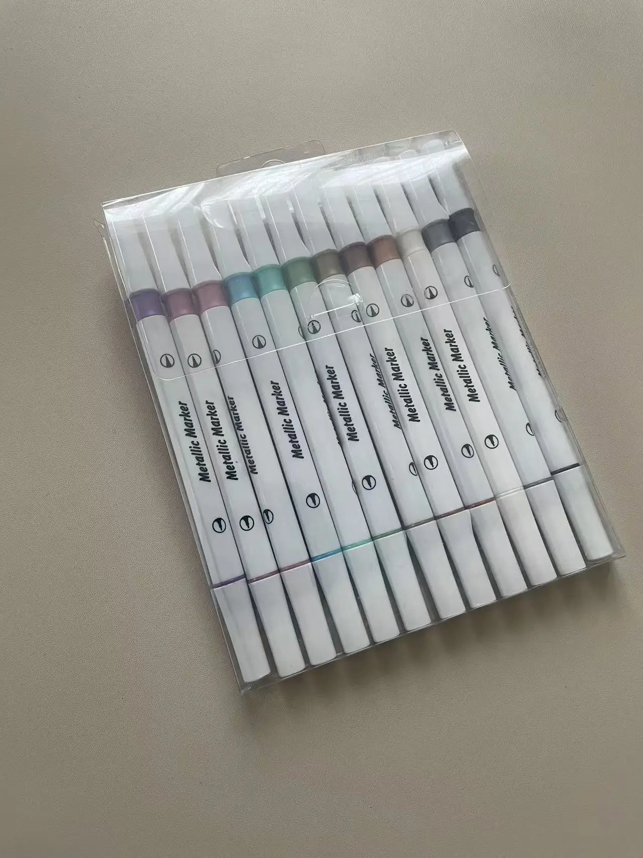 Dual tip brush fineliner glitter metallic acrylic marker paint pens for black cards