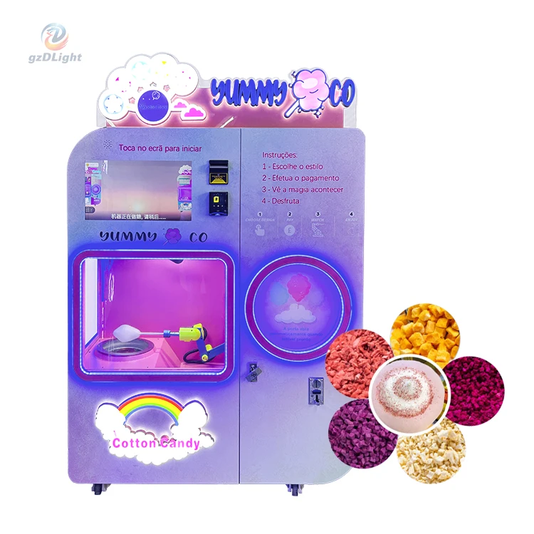 Automatic Marshmallow Cotton Candy Making Machine Candy Cotton Floss Vending Machine Gas For Kids