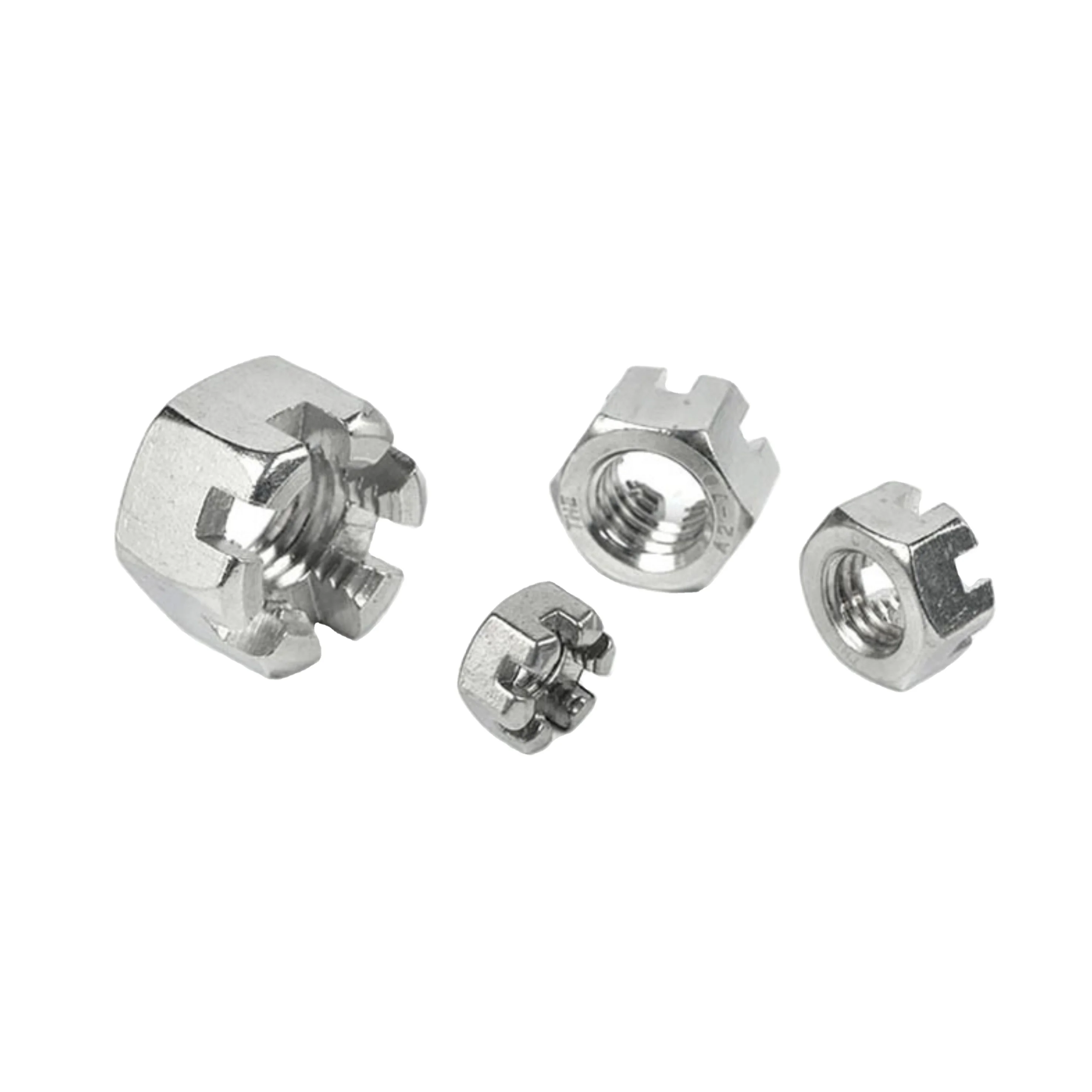 Stainless Steel Hex Slotted Hexagon Castle Drive Shaft Nut Sheet Metal Components Nickel/Chrome Plated Waxed Finish Mining