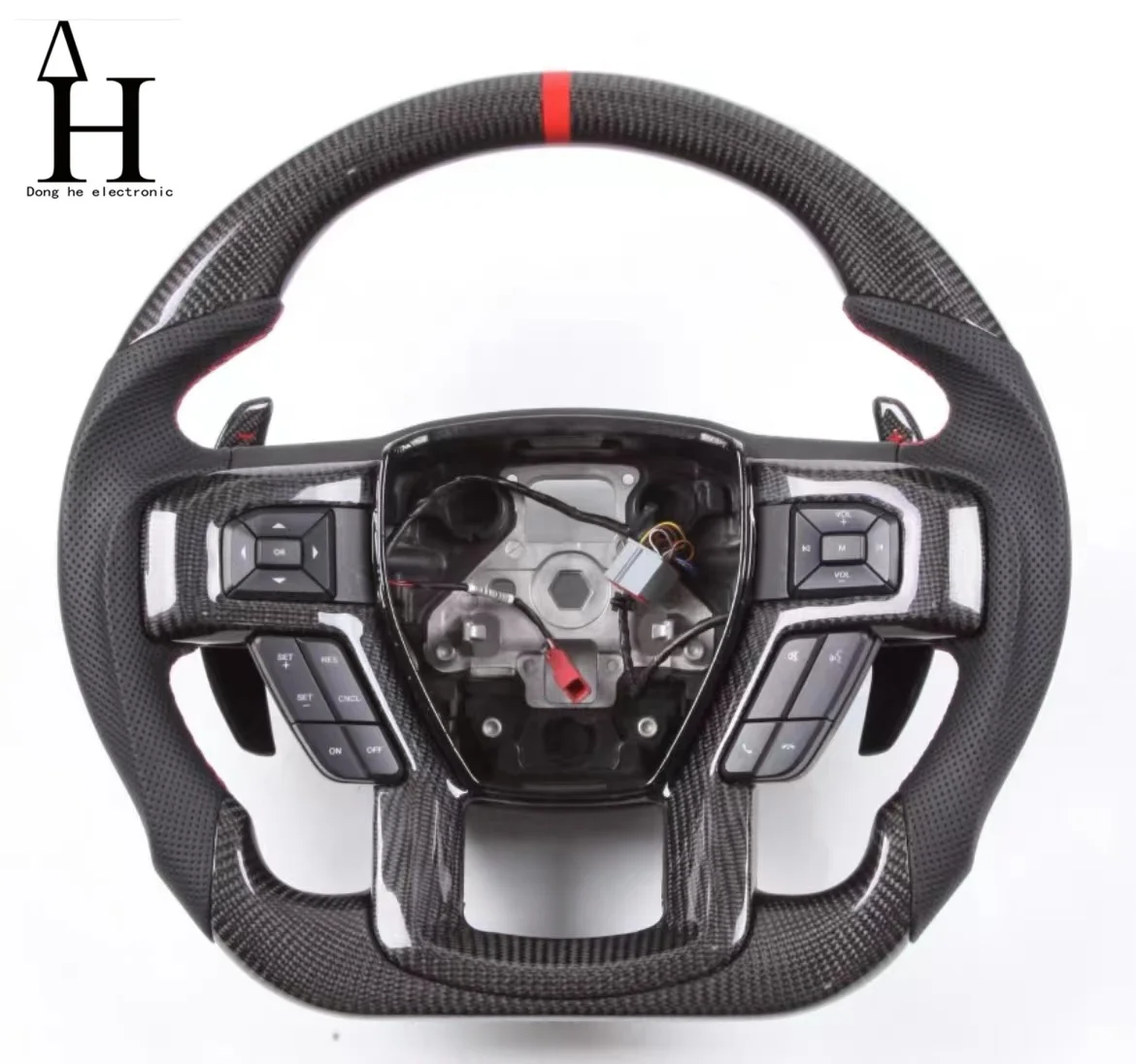 LED true carbon fiber steering wheel is dedicated to the Fords Raptor F150 Mustang Black Perforated Leather Racing Racing
