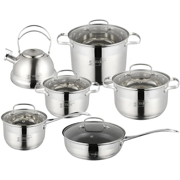 Best Selling 12PCS Cooking Pot Set Kitchenware Stainless Steel Kitchen Non Stick Cookware Set