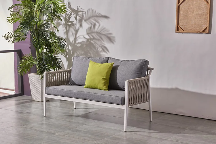 Досуг уличная садовая мебель Плетеный плетеный диван из ротанга или веревки патио диван