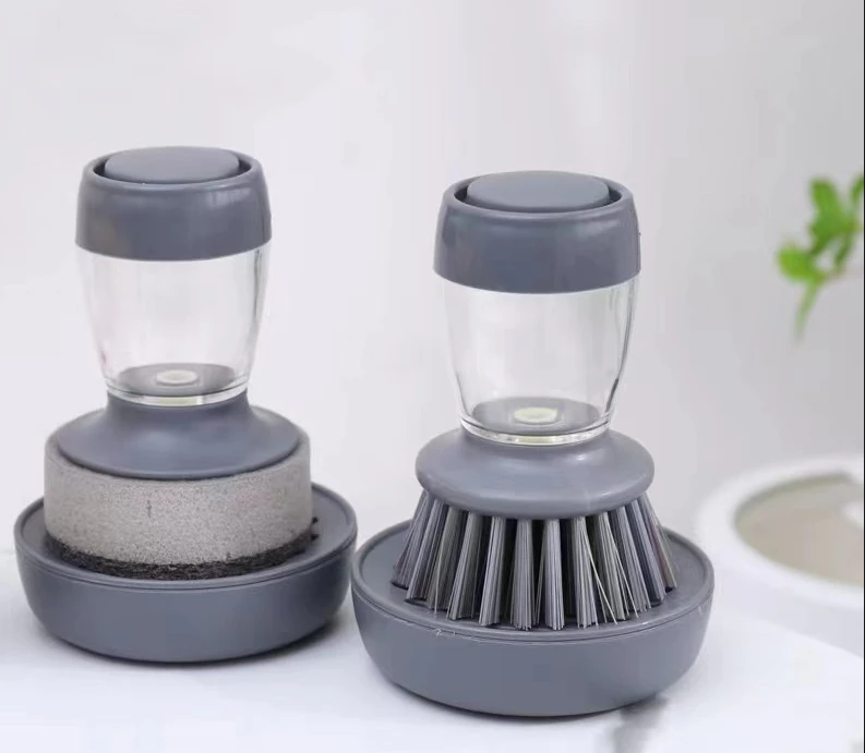 Custom logo Hot Sold Automatic Liquid Dispenser Nylon Kitchen Soap Dispenser Brush Dish Cleaning Brush with Palm Sponge