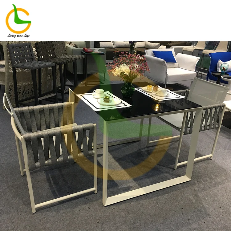 Leisure Waterproof Bistro Terrace Rope Woven Dinning Chair Aluminium Outdoor Furniture for Garden Home Furniture Dining Chair