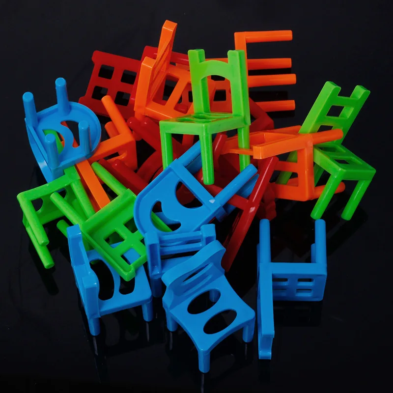 DIY Building Block Set Family Gathering Interactive Game Plastic Chairs Stacking Tower Balancing Game Chairs Game Toys