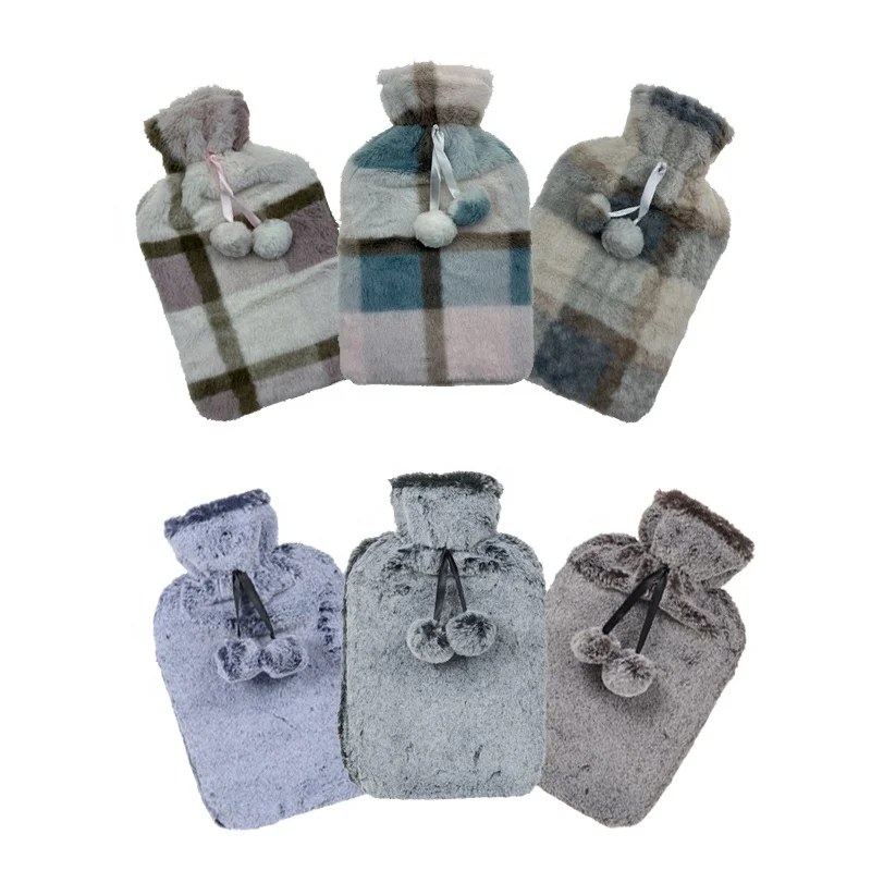 hot sales china manufacturer medical rubber hot water bag 2000ml hot water bottle with faux fur cover