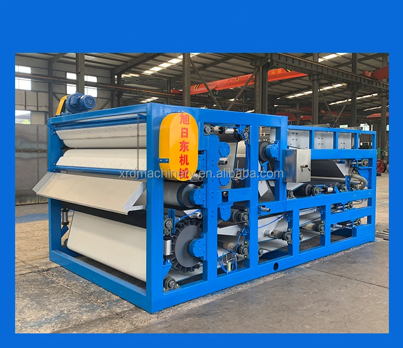 variable sludge mud moisture dewatering euipement three belt type fiter press machine
