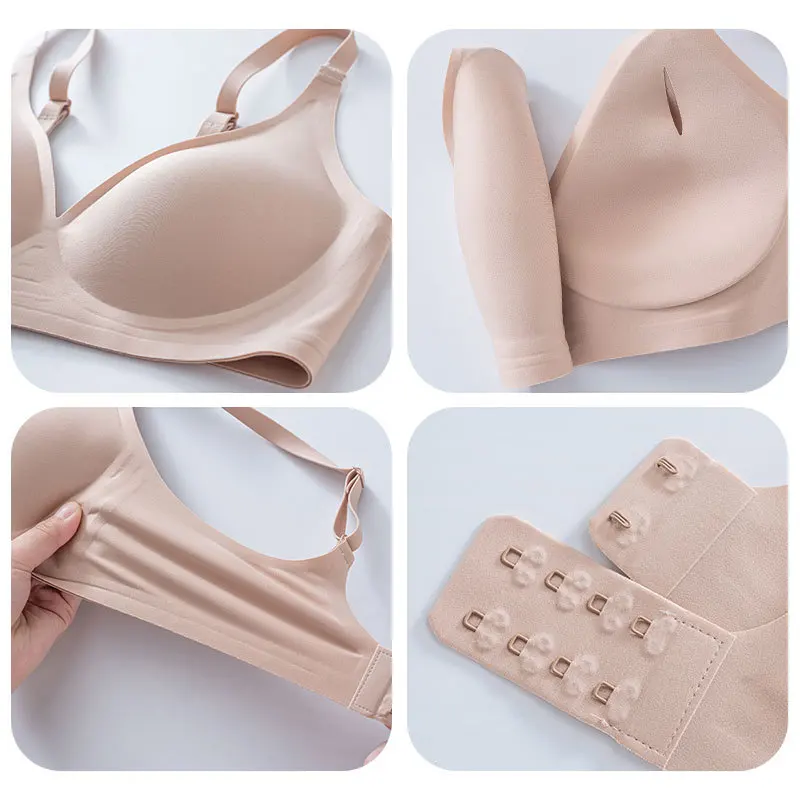 Cool Regular wireless Latex soft V-Neck One-Piece gathered Silky Adjustment ladies underwear