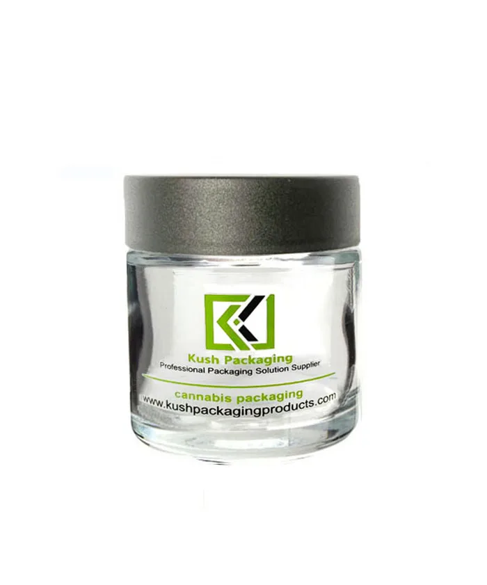  Clear White Black Blue Custom Color Straight Sided childproof Glass Jar 3oz for Hemp Flowers and CBD Infused