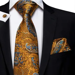 LELE Custom Design Luxury 100% Silk Ties Men Floral Black Gold Paisley Necktie Set For Men