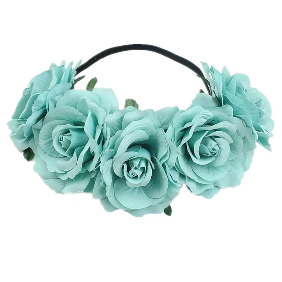 Wholesale Rose Artificial Bohemian Bridal Floral Crown Wedding Girl Flower Crown Headband Flower Tiara for Women