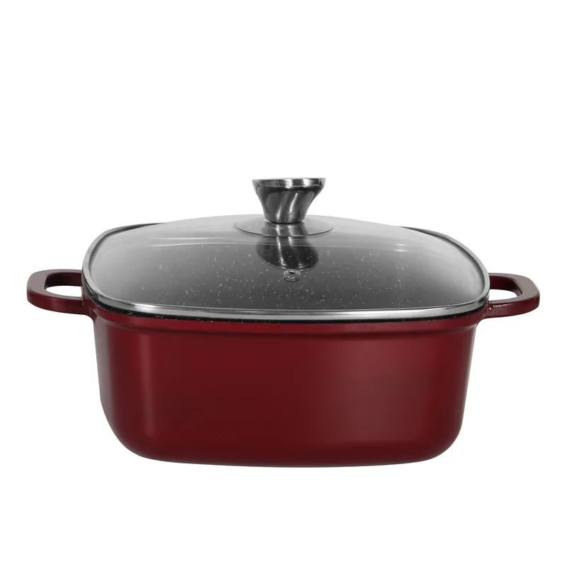 Metal  nonstick cookware die casting square sauce pot