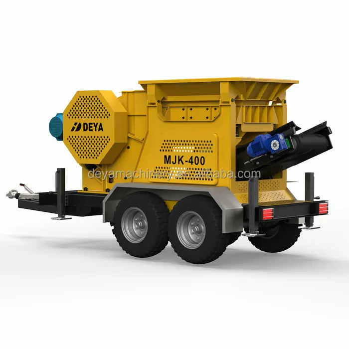 portable limestone granite stone rock mobile jaw crusher with mining feeder and belt conveyor