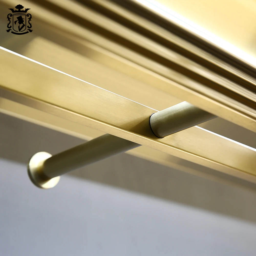 Clothes Retail Fixtures Display Rack Against Wall With LED Light Shop Fittings Wooden Clothes Shelf Stacking Racks Shelves