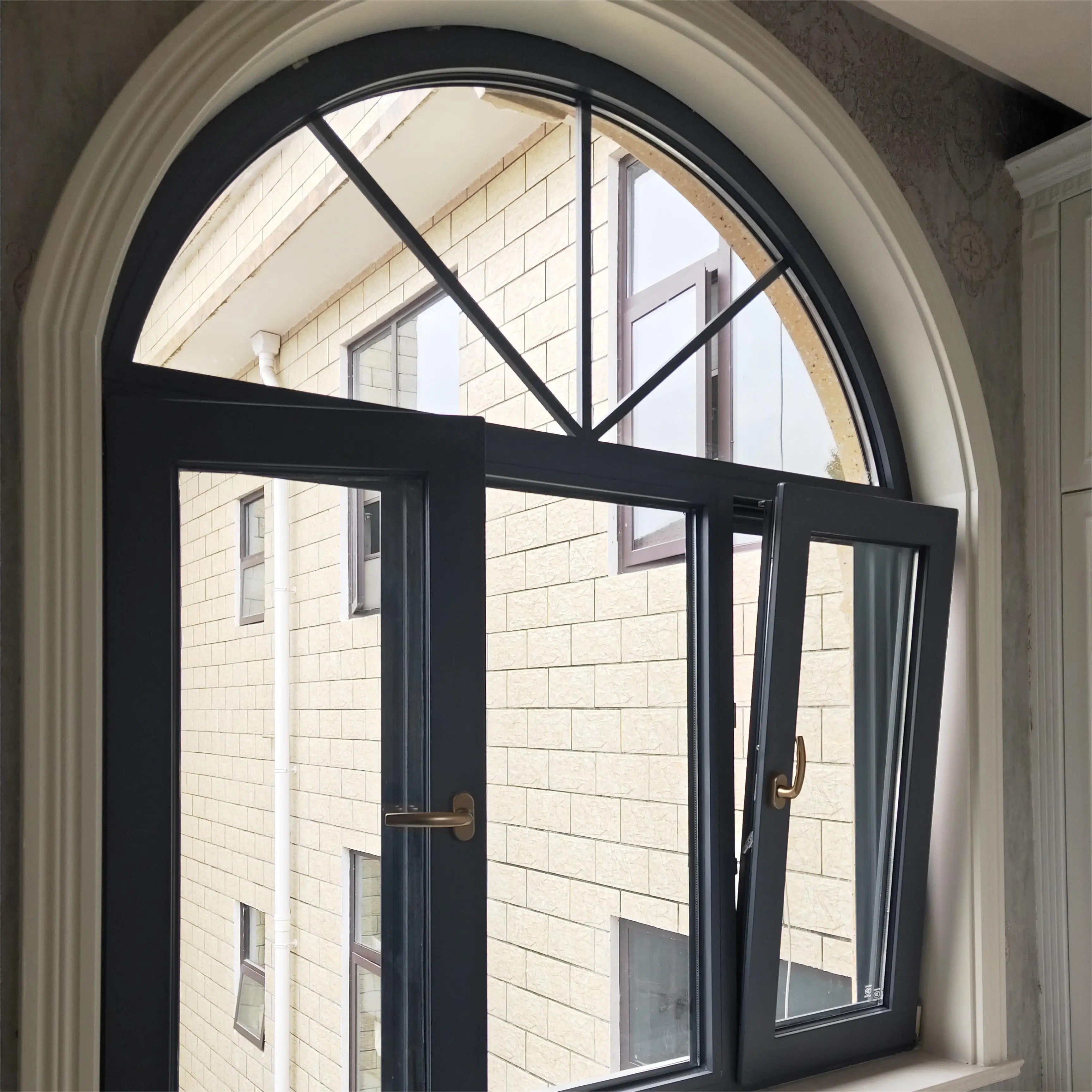 Verified Pro Customized Specialty Shape Window Design Aluminum Tempered Glass Arch Shaped Smart Fixed Windows