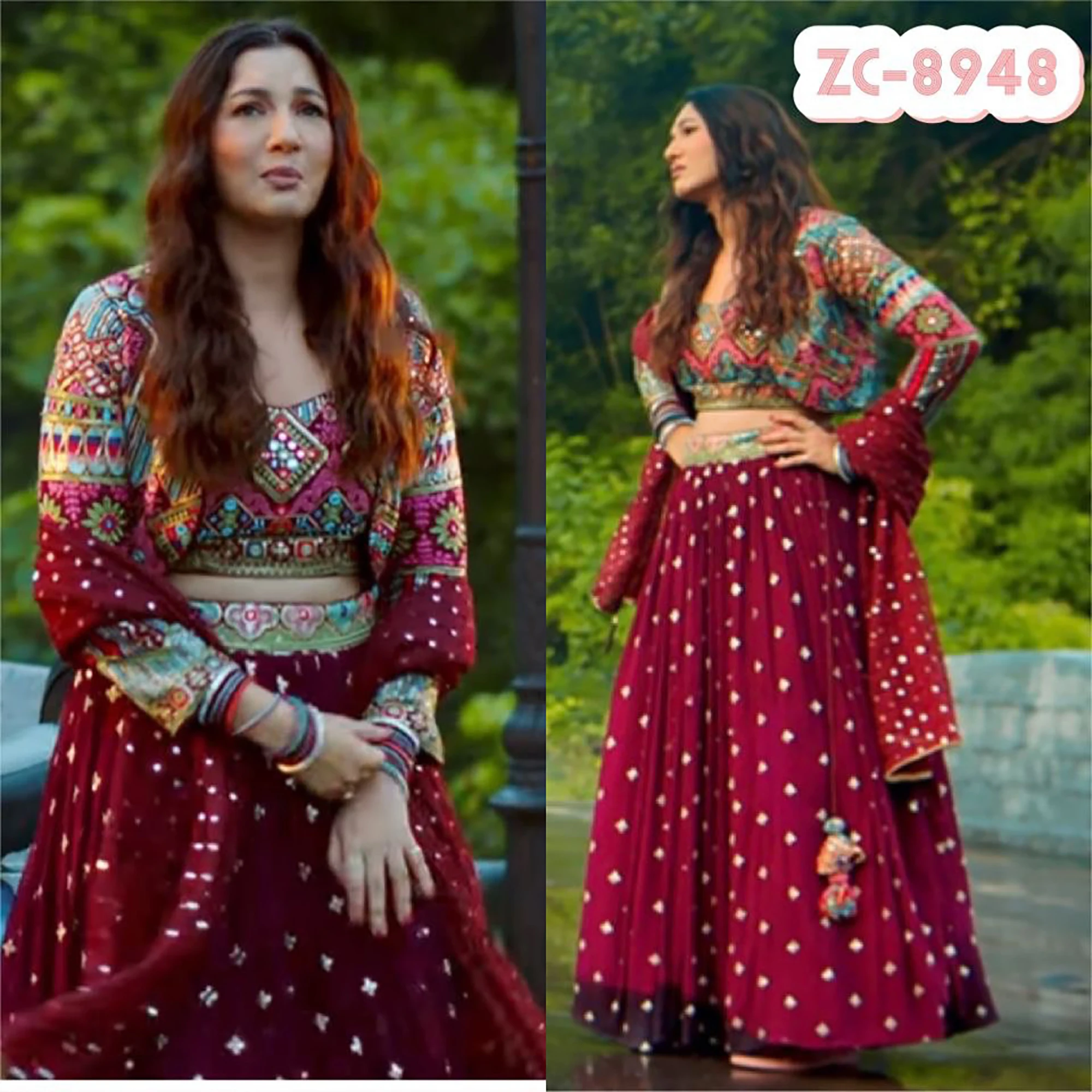 Readymade Indian Fox Georgette Embroidery Sequence Work And Printed Lehnga Choli With Dupatta, Party Wear Beautiful Dress