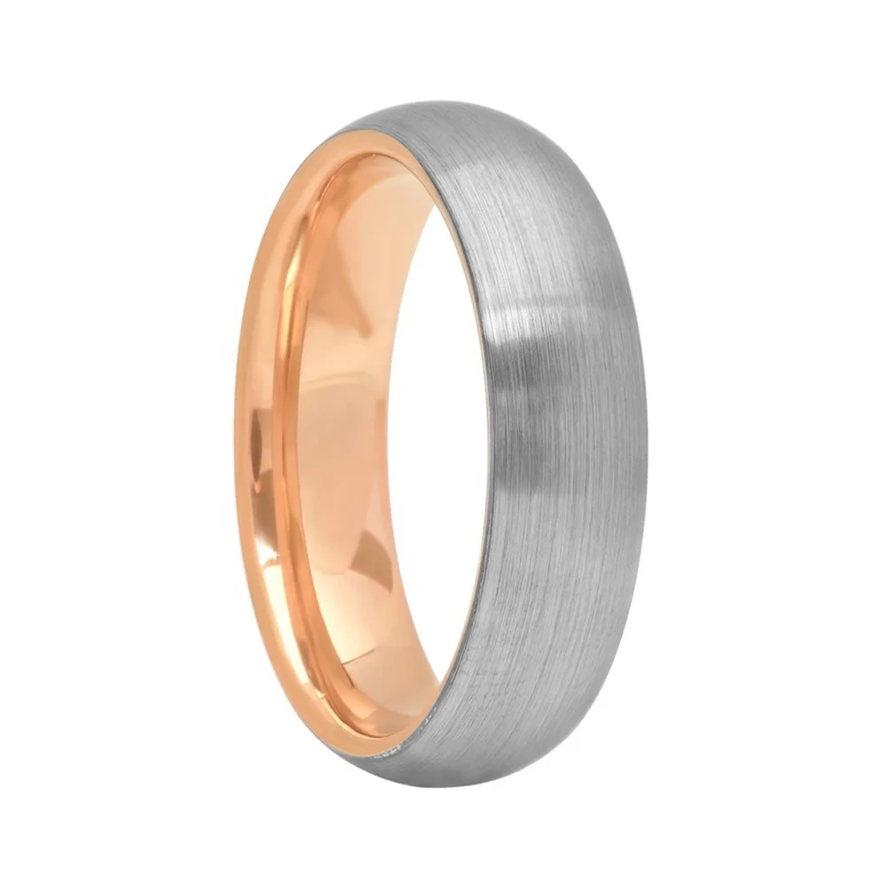 Alin Customized Newest Material Tantalum Ring Silver Brushed Rose Gold Inner Wedding Bands For Men Jewelry