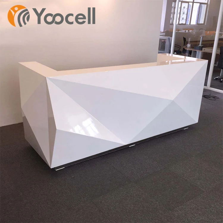 
Yoocell white polyhedron special design counter reception desk cash table for hair salon and beauty salon 