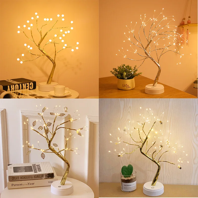 Party Wedding Christmas Decorative Lighting Flower Tree Led Rechargeable Table Lamp For Girl Gift
