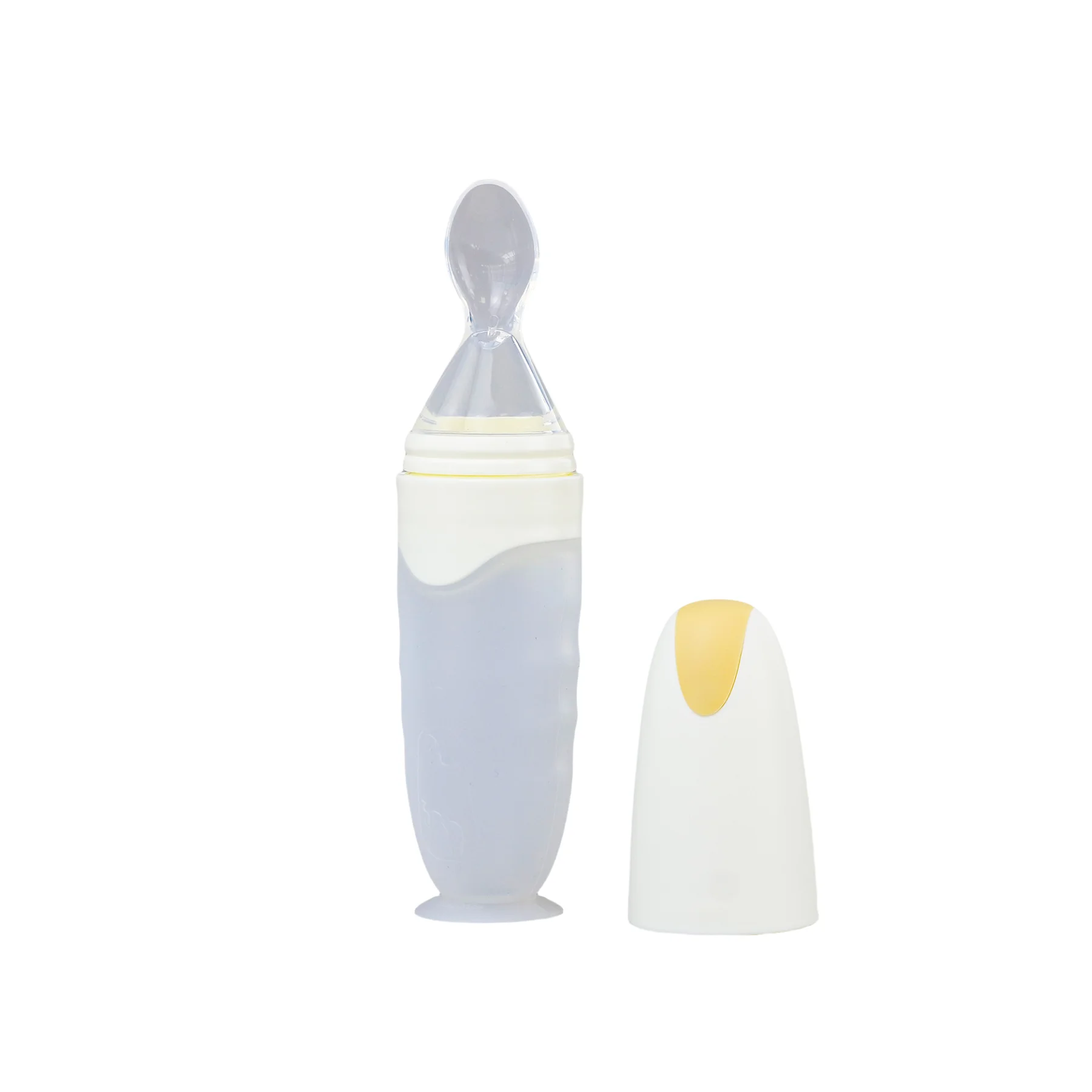 BPA-Free Silicone Squeeze Bottle Feeder Soft Baby Food Dispensing Spoon 0-12 Months Water Flowing