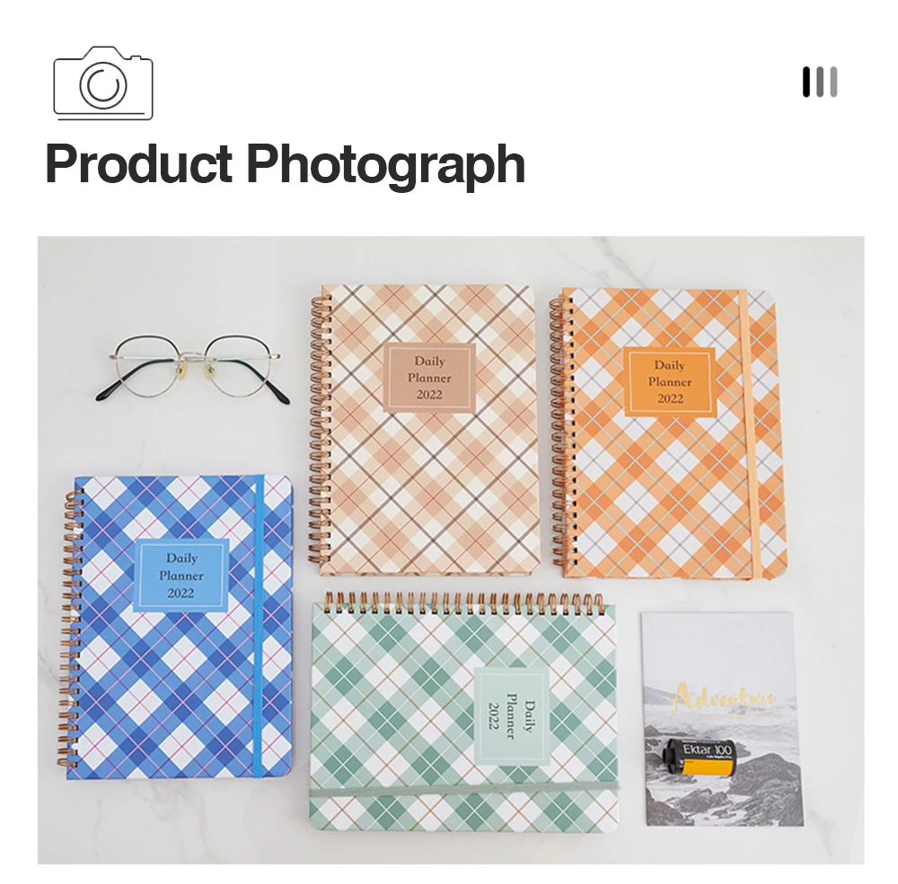 Custom Cover Pocket Design Elastic Rope Strap Student Schedule Notepad With Step Index Design Week Plan Calendar