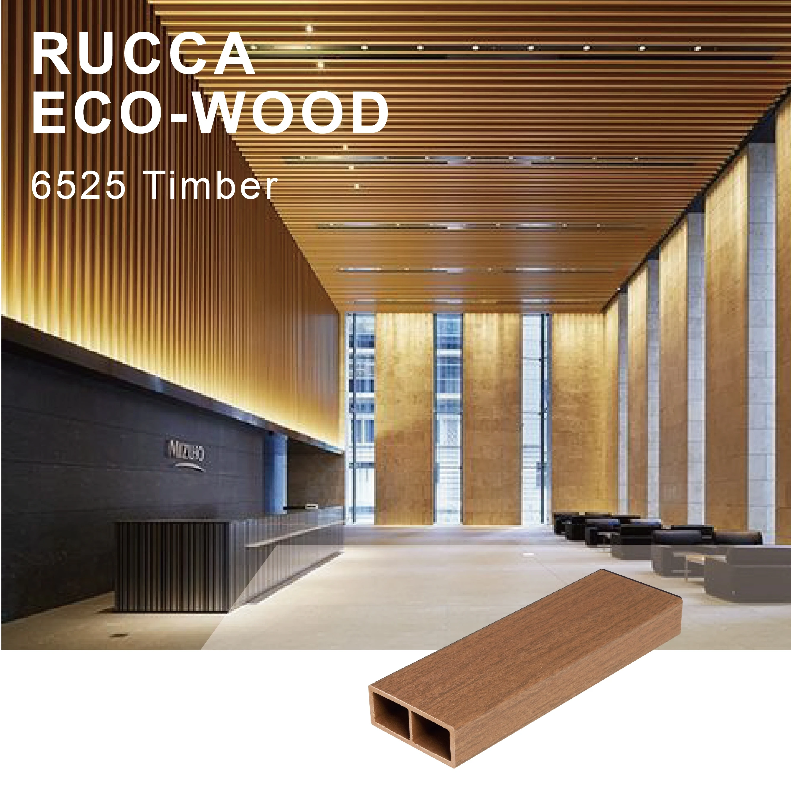 Rucca WPC wood composite timber tube, teak wood logs timber for outdoor sun shading, wall cladding 65*25mm China Supplier
