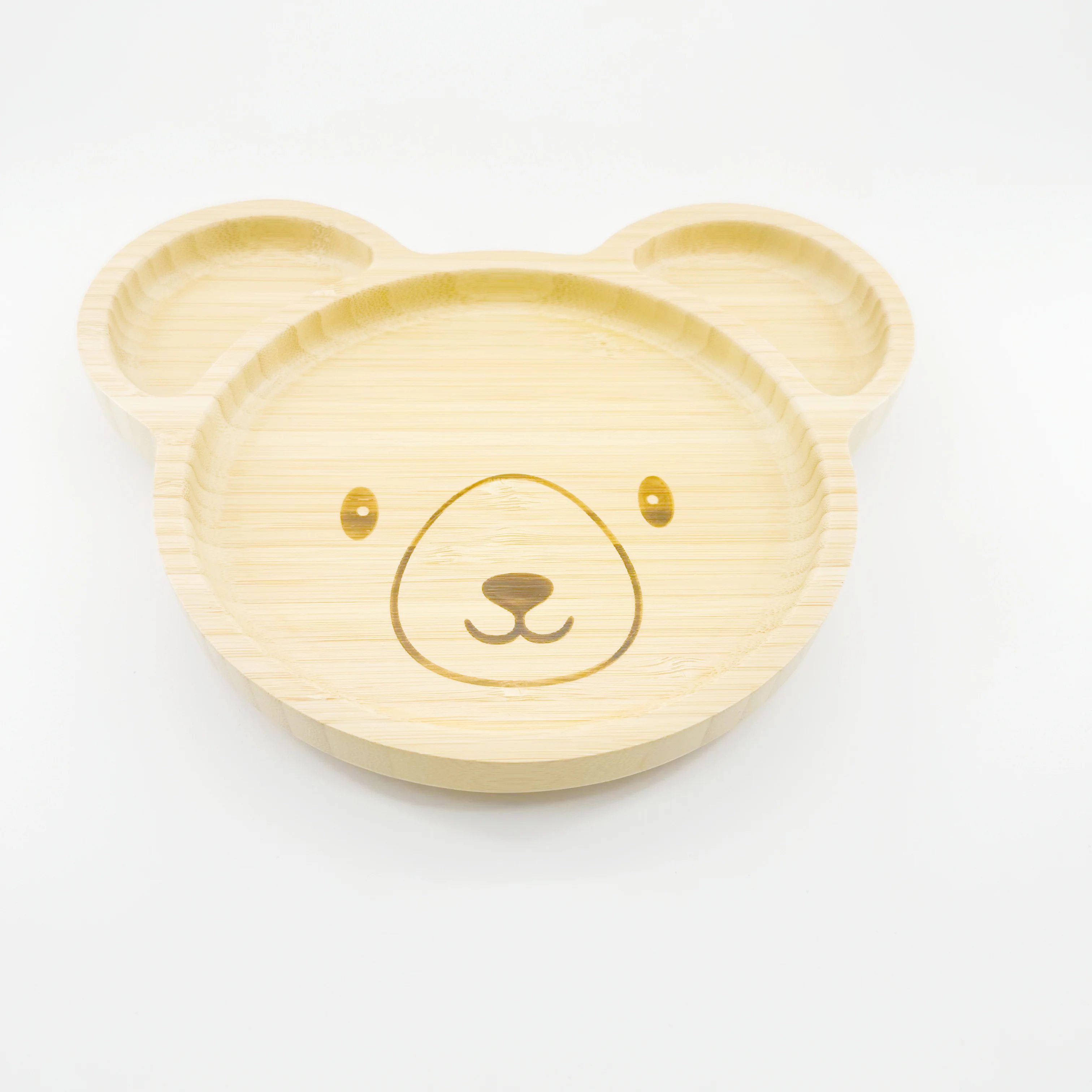 Custom BPA Free Baby Eating Utensils Toddler Feeding Animal Divided Suction Bamboo Plates For Kids