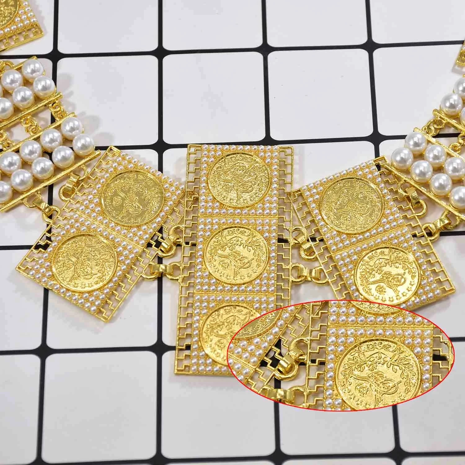 Belly Waist Belt for Women Gold Plated Sequins With Pearl Dress Body Belts for Women Party Jewelry Gift
