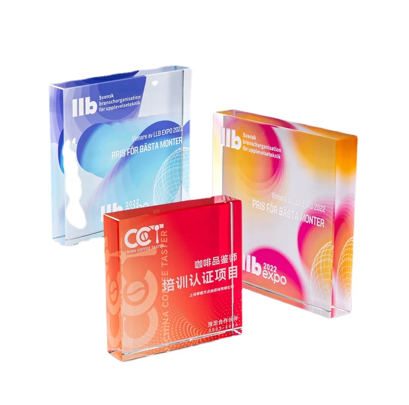 New High Quality Colored Crystal Glass Trophy Music Competition Winner Award Trophy Custom