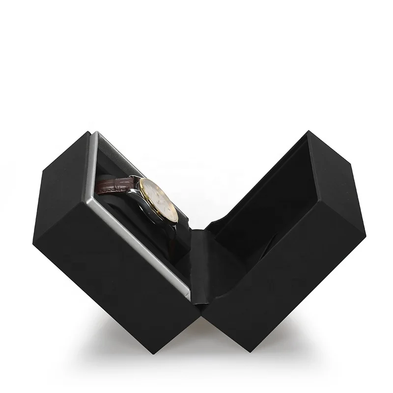 Custom LOGO luxury black white watch box high grade flannelette and cardboard leather single watch box bag for packing