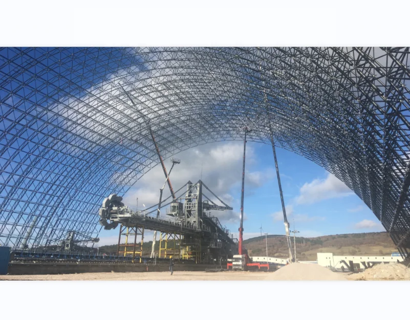 Light Weight Large Span Space Frame High Steel Truss Roof of Dry Coal Shed Storage